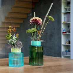 Vasen>REMEMBER Glasvase Groove 'blue'